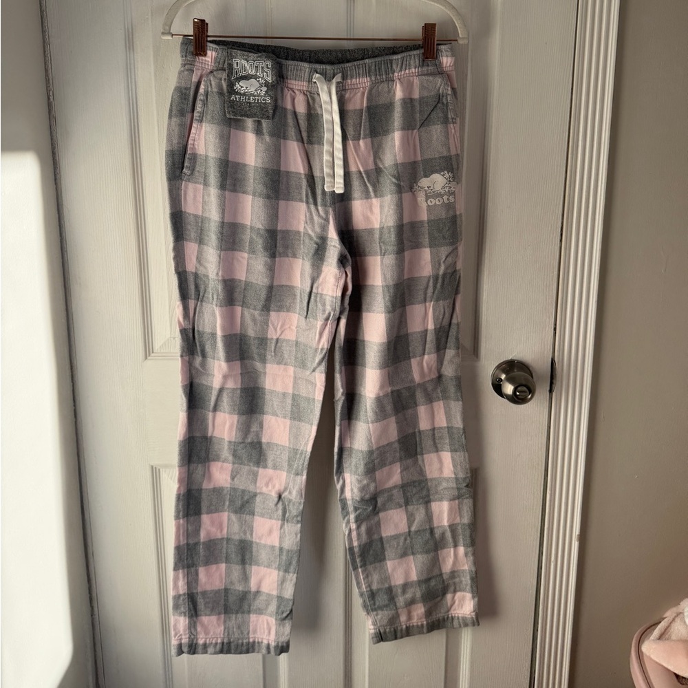Roots Park Plaid Flannel Pajama Pants in Pink/Grey